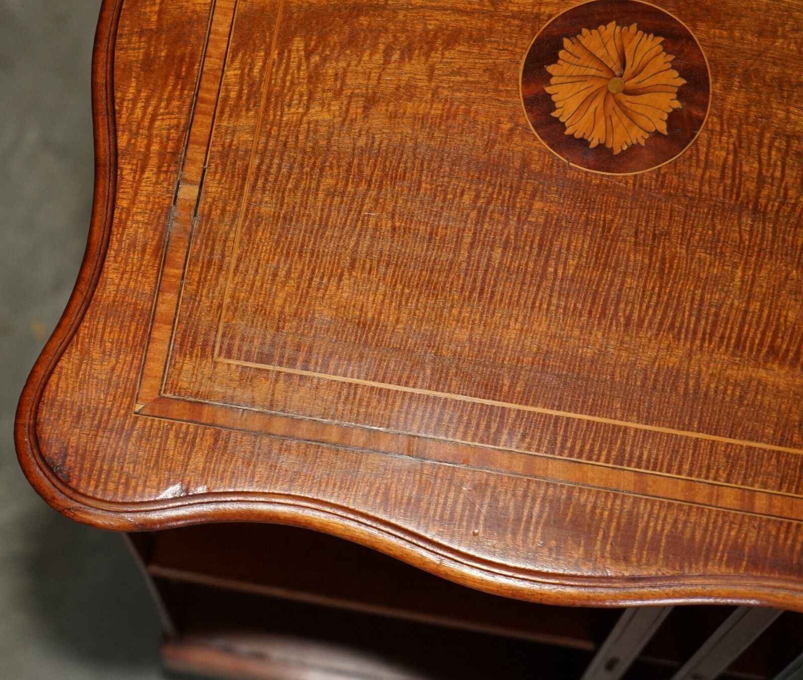 Fine Antique Sheraton Walnut, Satinwood & Porcelain Revolving Bookcase Table photo vinterior