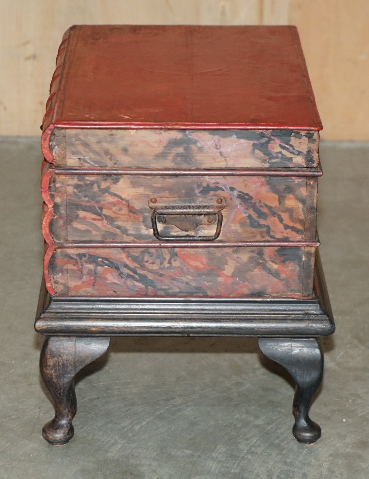 photo for sale Matched Pair Of Antique Victorian Faux Book Side End Lamp Wine Storage Tables