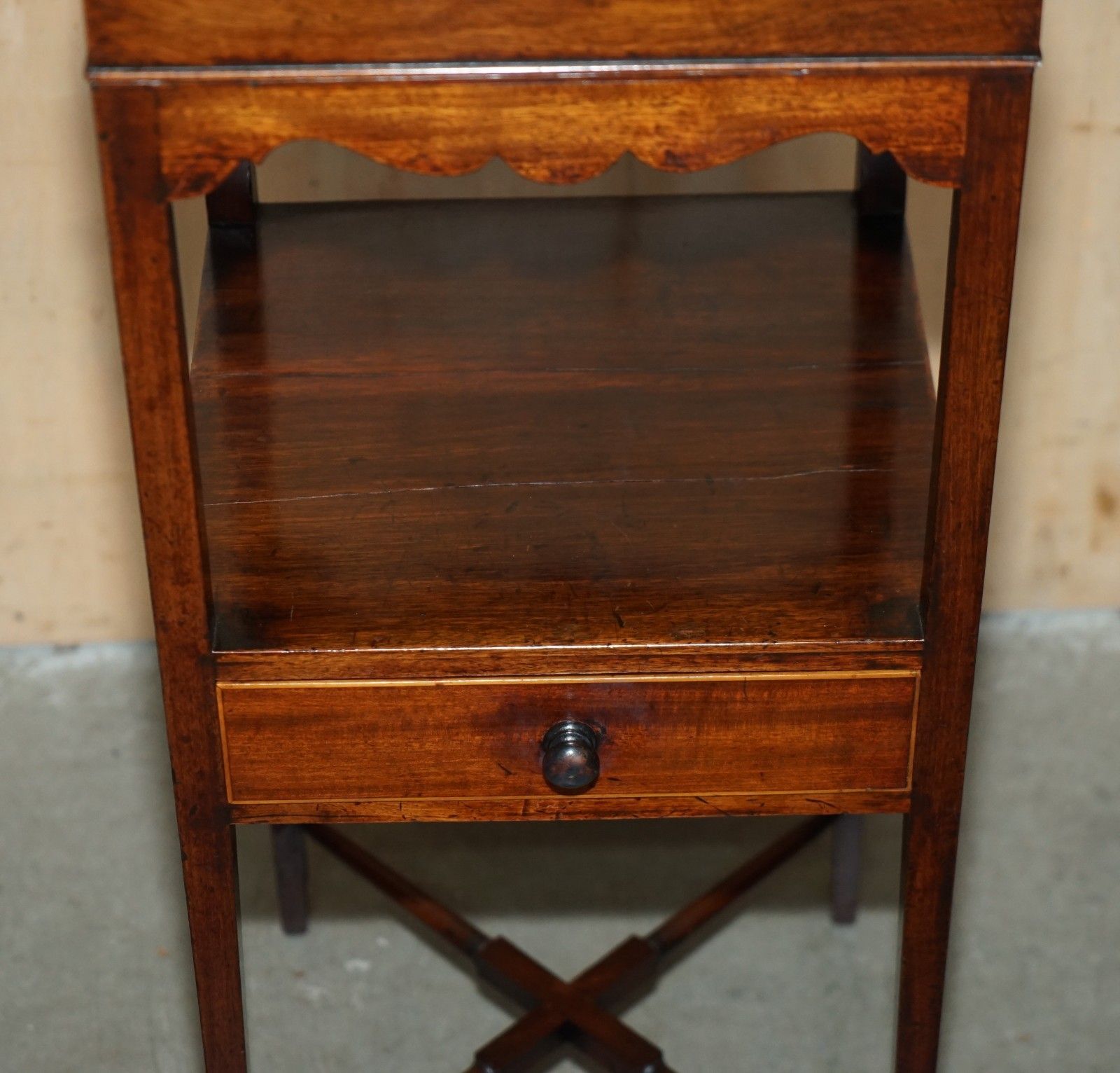 Antique Georgian Mahogany Wash Vanity Stand With J & Mp Bell Earthenware Bowl photo buy