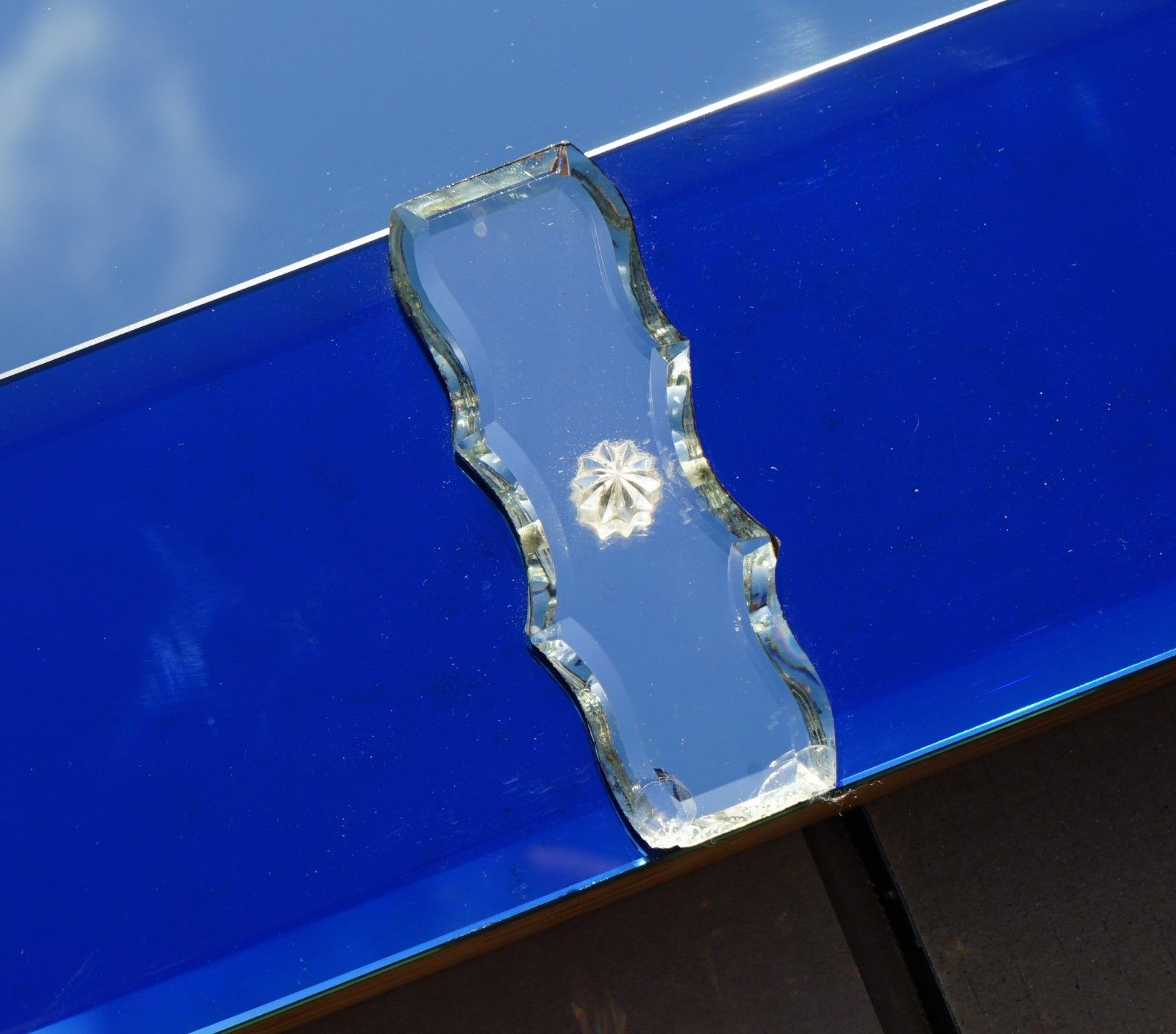 photo vinterior Very Large 151cm X 133cm Italian Venetian Cobalt Blue Cut Glass Wall Mirror