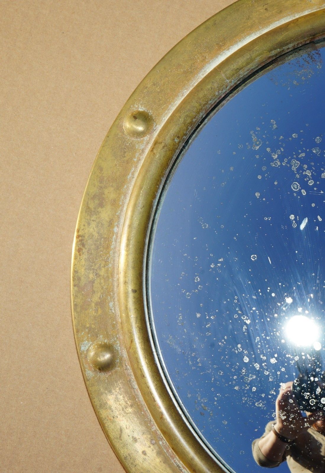 Fine & Collectable Antique Victorian Brass Framed Convex Butlers Wall Mirror photo for sale