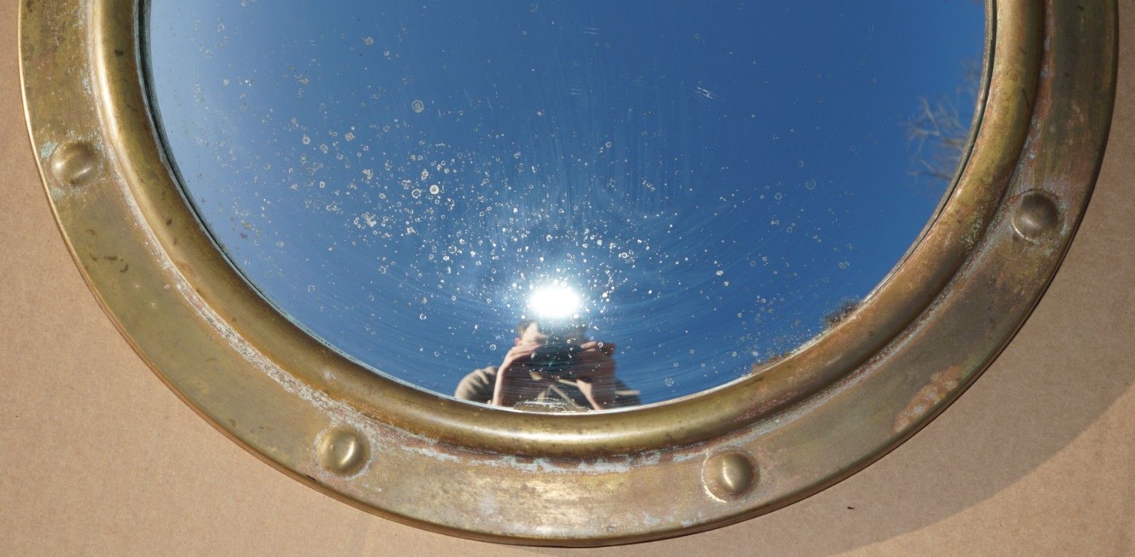 Fine & Collectable Antique Victorian Brass Framed Convex Butlers Wall Mirror photo vinterior