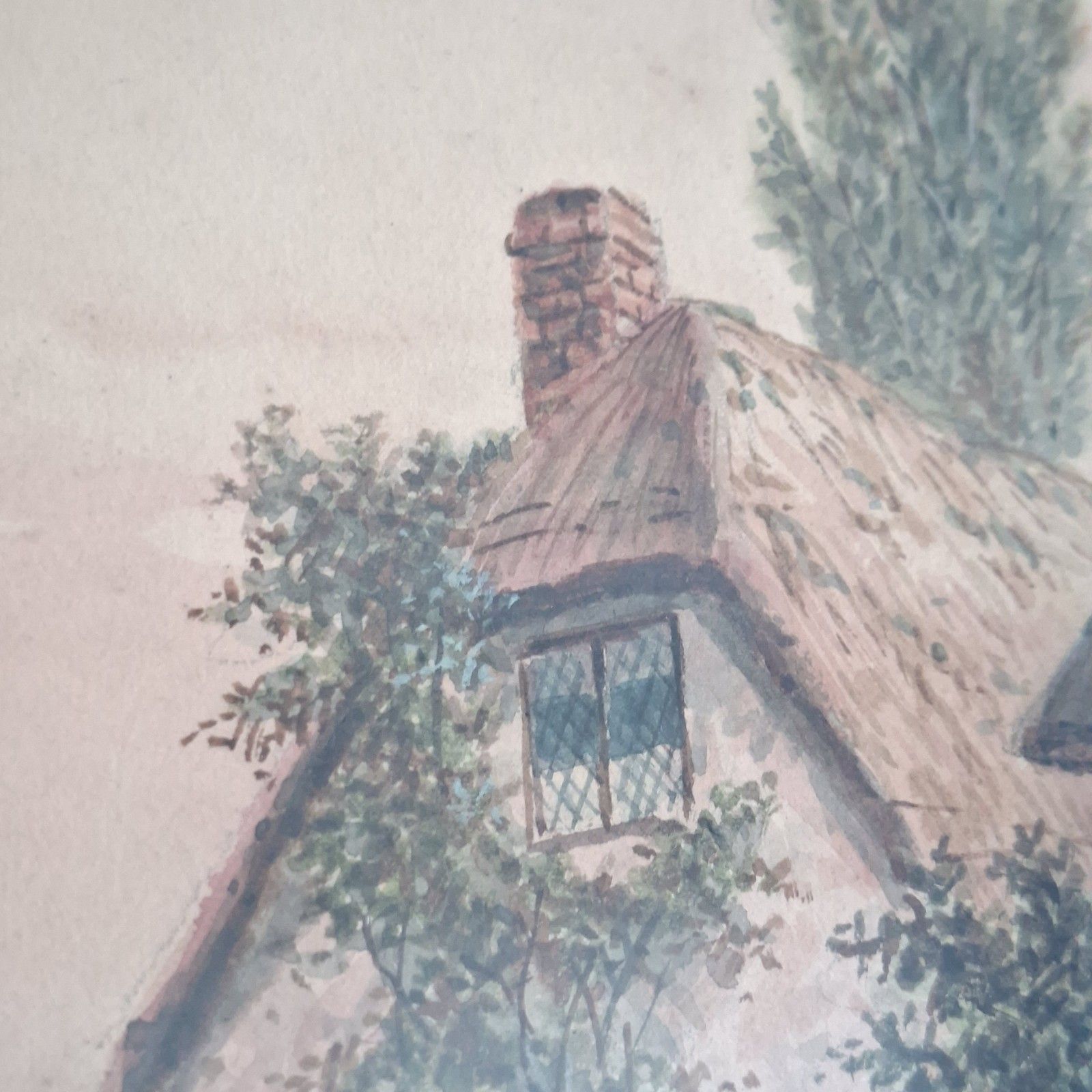Albert Dunington Edwardian Watercolour Painting English Cottages Antique Art photo for sale