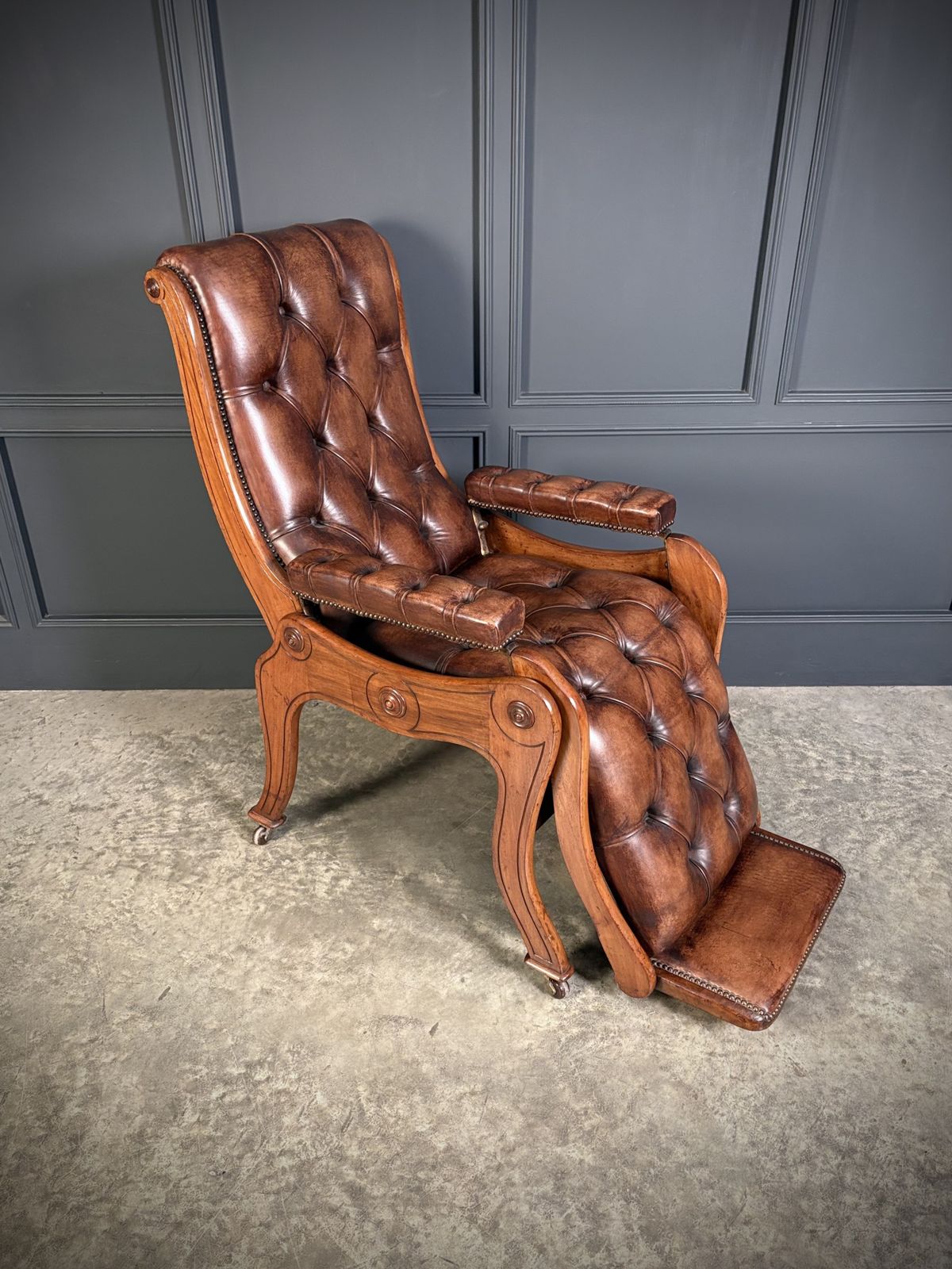Superb Regency Mahogany & Leather Reclining Armchair photo furniture