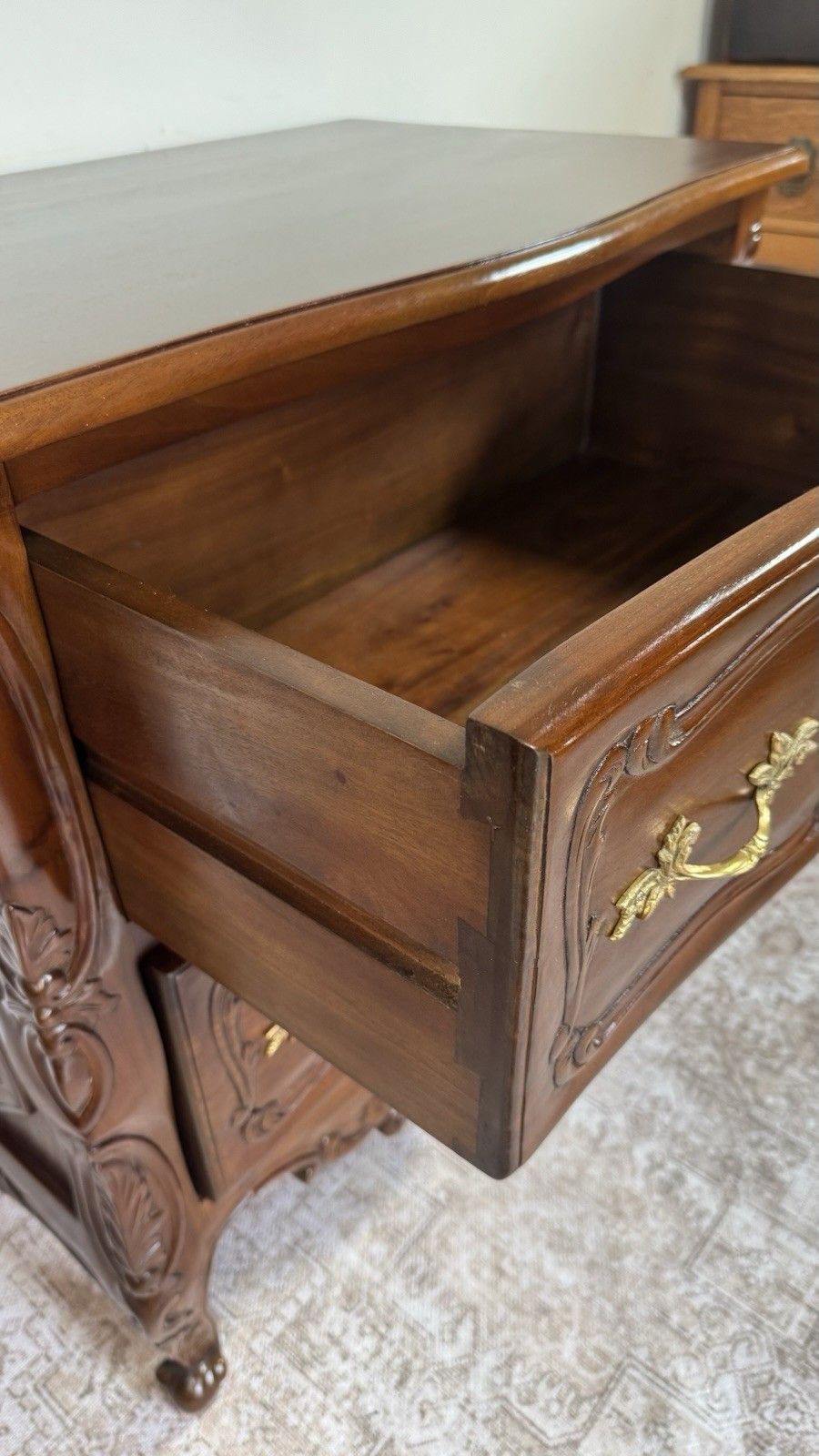 French Rococo Style Carved Mahogany Chest Of Drawers photo furniture