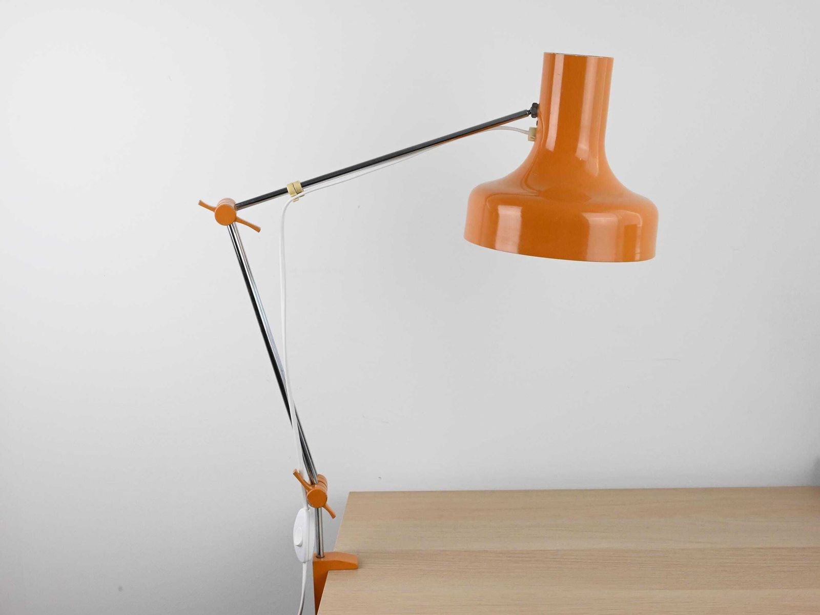 Vintage Napako Industrial Desk Lamp By Josef Hurka, Orange Table Lamp, Josef Hurka Lamp, Industrial Lamp, Architect Lamp, Mid Century Lamp photo buy