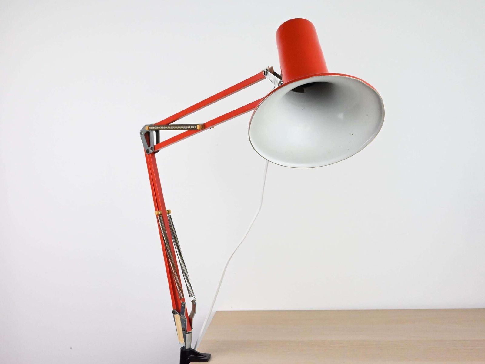 Vintage Szarvasi Hungary Industrial Desk Lamp, Architect Lamp, Orange Desk Lamp, Mid Century Lamp, Mid Century Lighting, Table Lamp photo Lighting