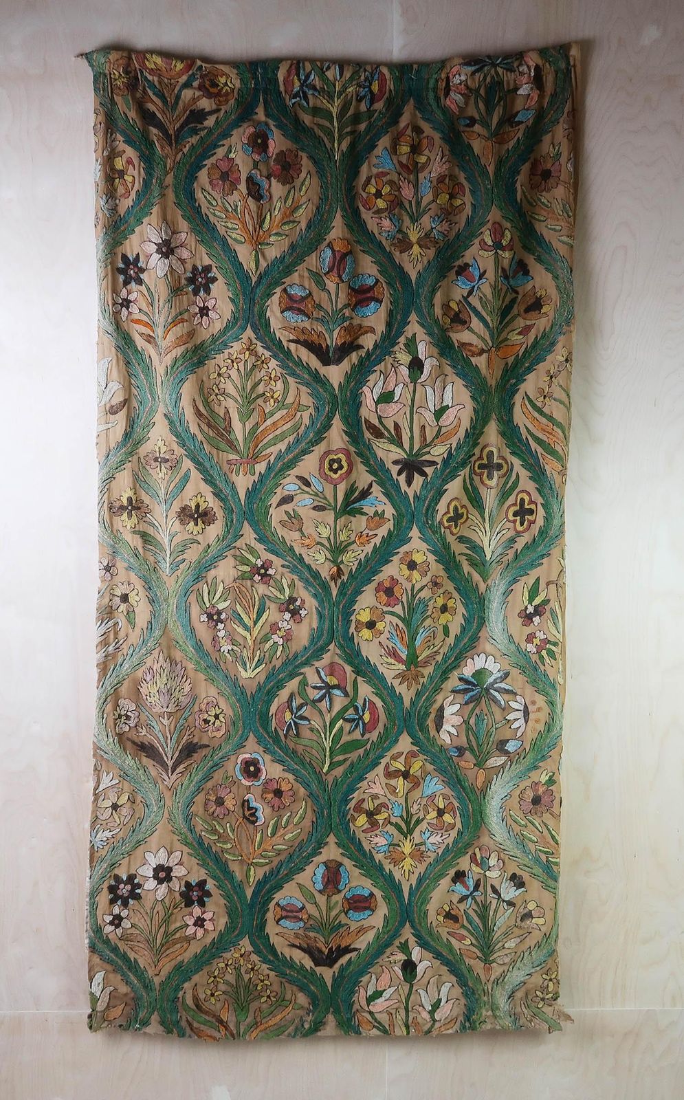 Pair Of Antique Arts And Crafts Style Crewel Work Curtains. English C.1900 photo for sale