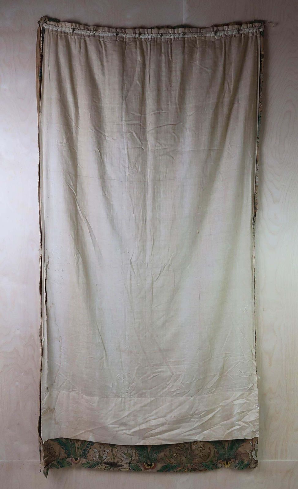 Pair Of Antique Arts And Crafts Style Crewel Work Curtains. English C.1900 photo vintage