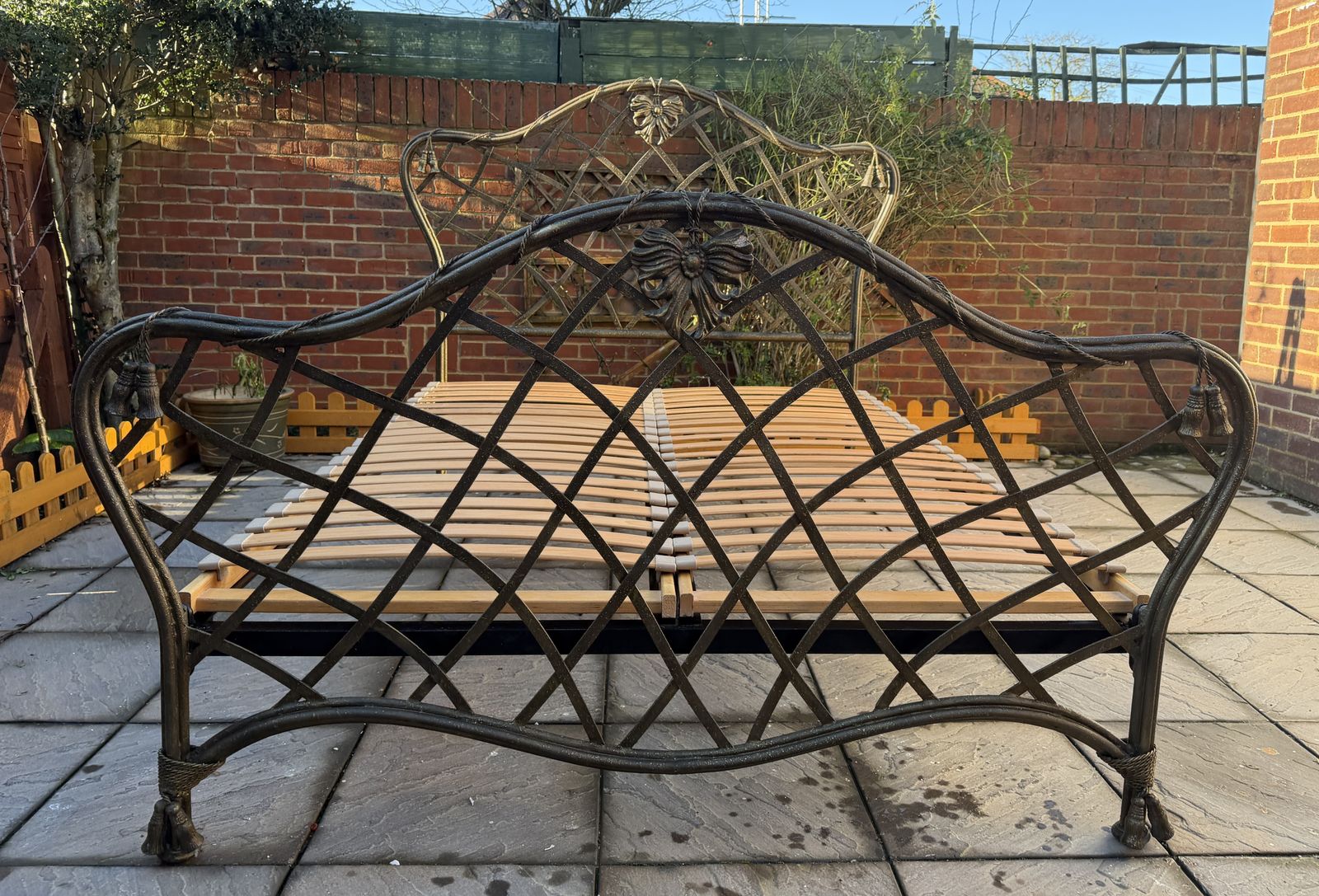 Furniture Unique & Luxury And So To Bed Louis Style Hand Forged Iron King Frame   Great Condition photo