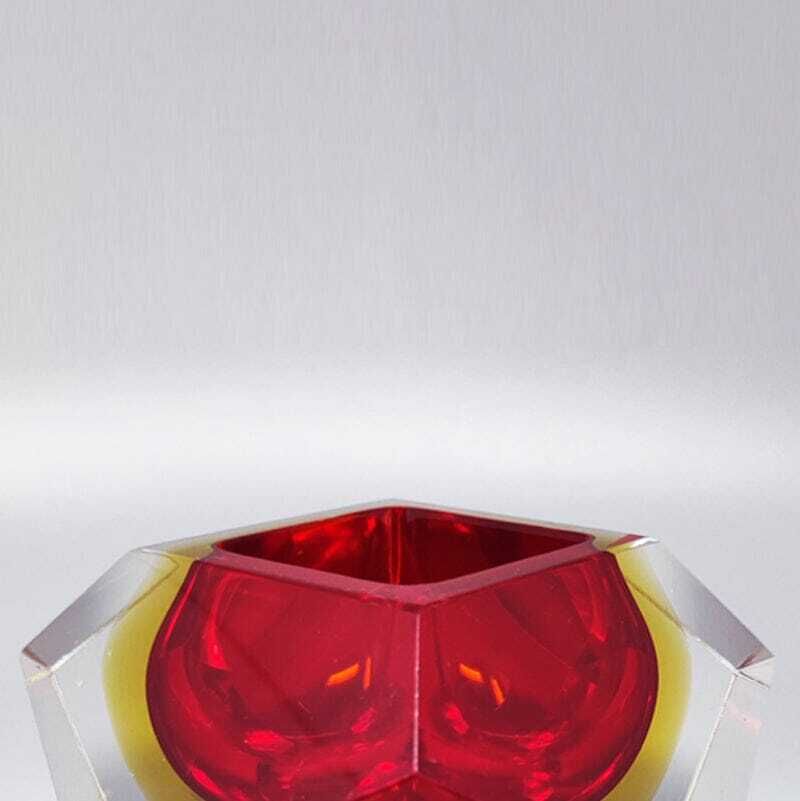 1960s Gorgeous Red And Yellow Ashtray Or Catch All By Flavio Poli For Seguso photo vinterior