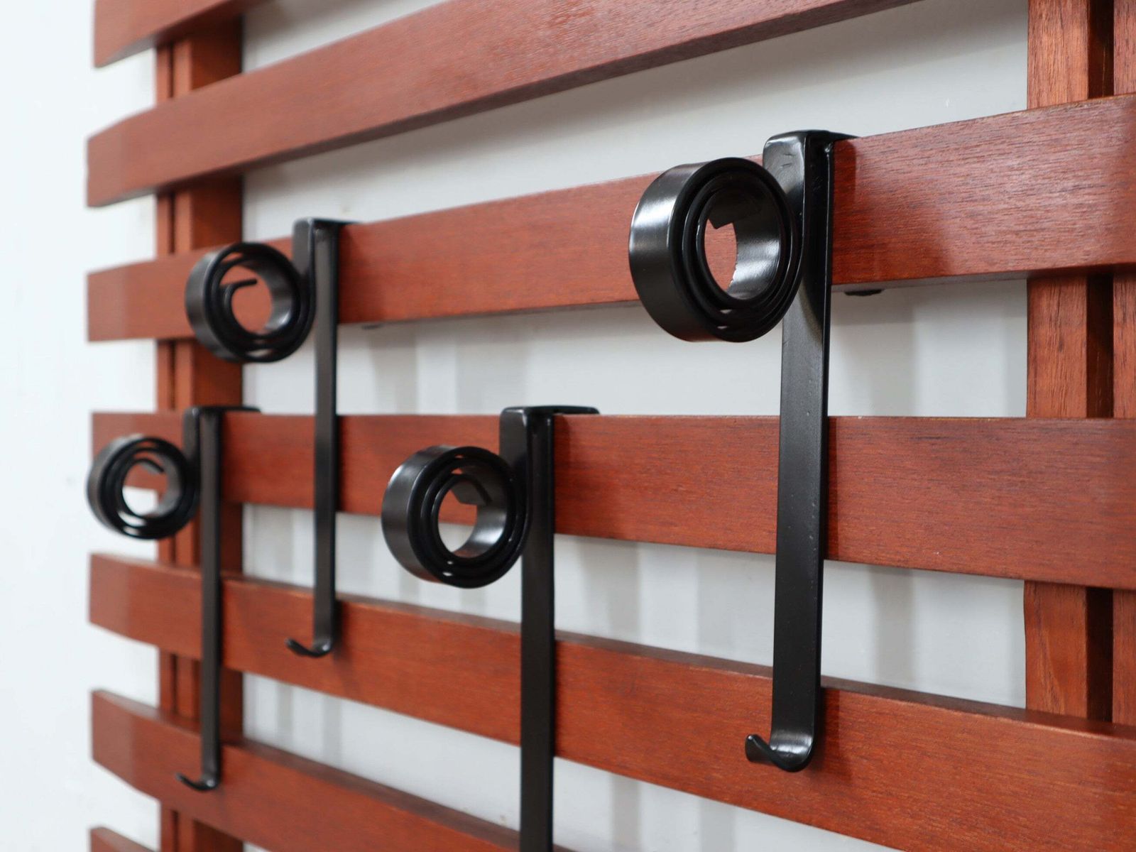 F.Lli Proserpio Mid Century Italian Teak Wall Coat Rack, 1950s photo Furniture