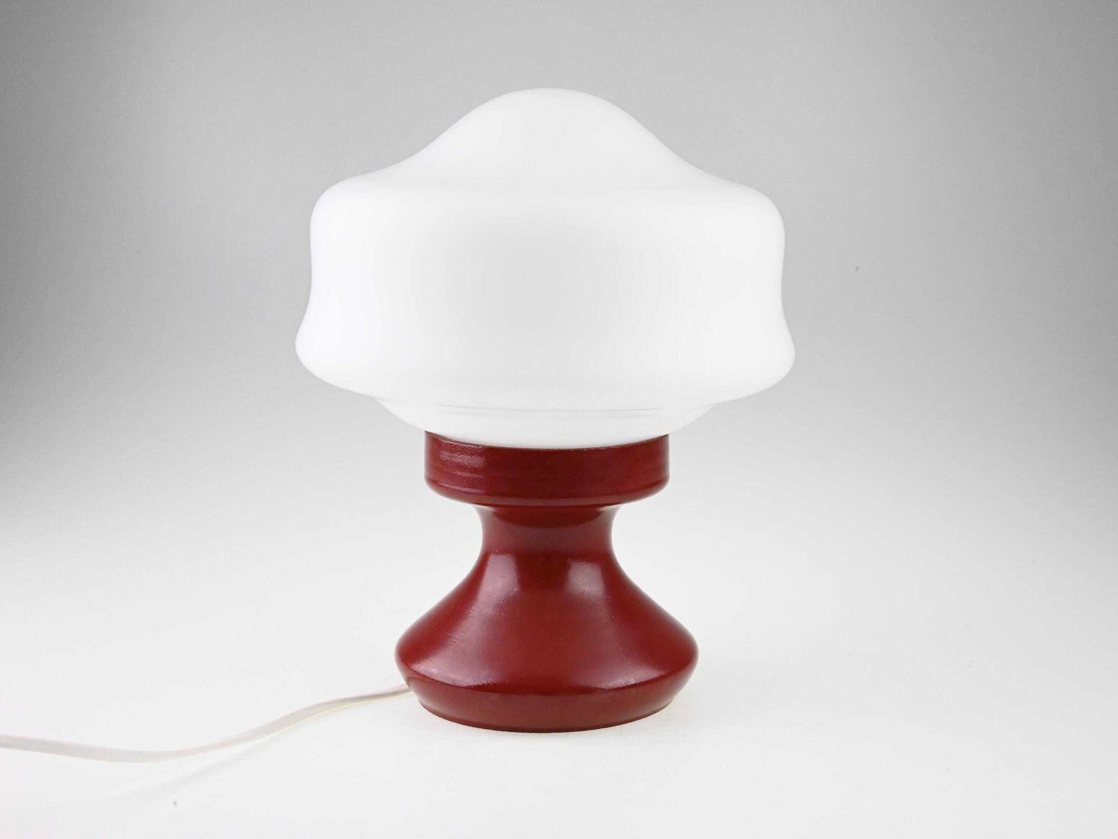 Vintage German Red And White Glass Lamp, Vintage Mood Lamp, Mid Century Lamp, Bedside Lamp, Mid Century Lighting, Table Lamp, Desk Lamp