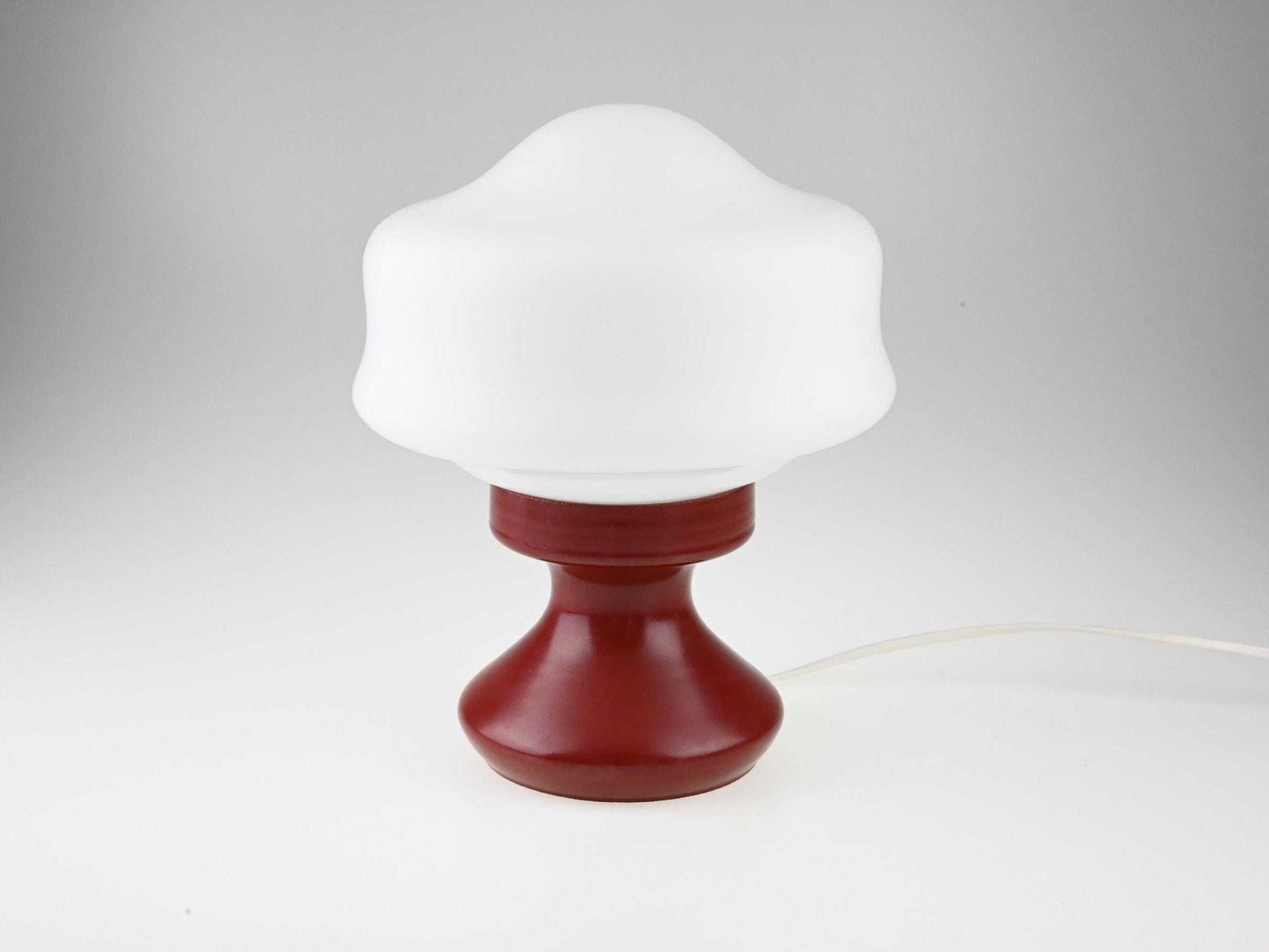 Vintage German Red And White Glass Lamp, Vintage Mood Lamp, Mid Century Lamp, Bedside Lamp, Mid Century Lighting, Table Lamp, Desk Lamp photo 168.0
