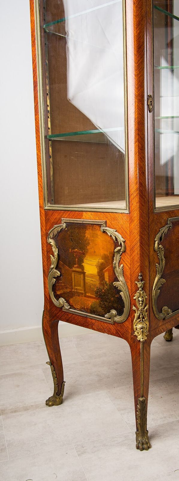 Matched Pair Of 19th Century French Kingwood Vernis Martin Vitrines With Marble Tops photo Furniture