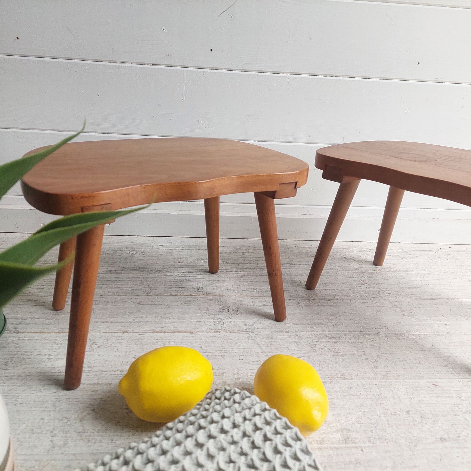 Mid Century Milking Stools Scandinavian Handmade Step Stool Planter Yugoslavia 50s Set Of 2 photo 135.0