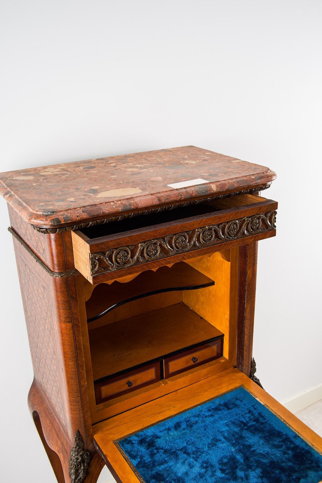 19th Century French Vernis Martin Secretaire With Marble Top & Hidden Drawer photo furniture