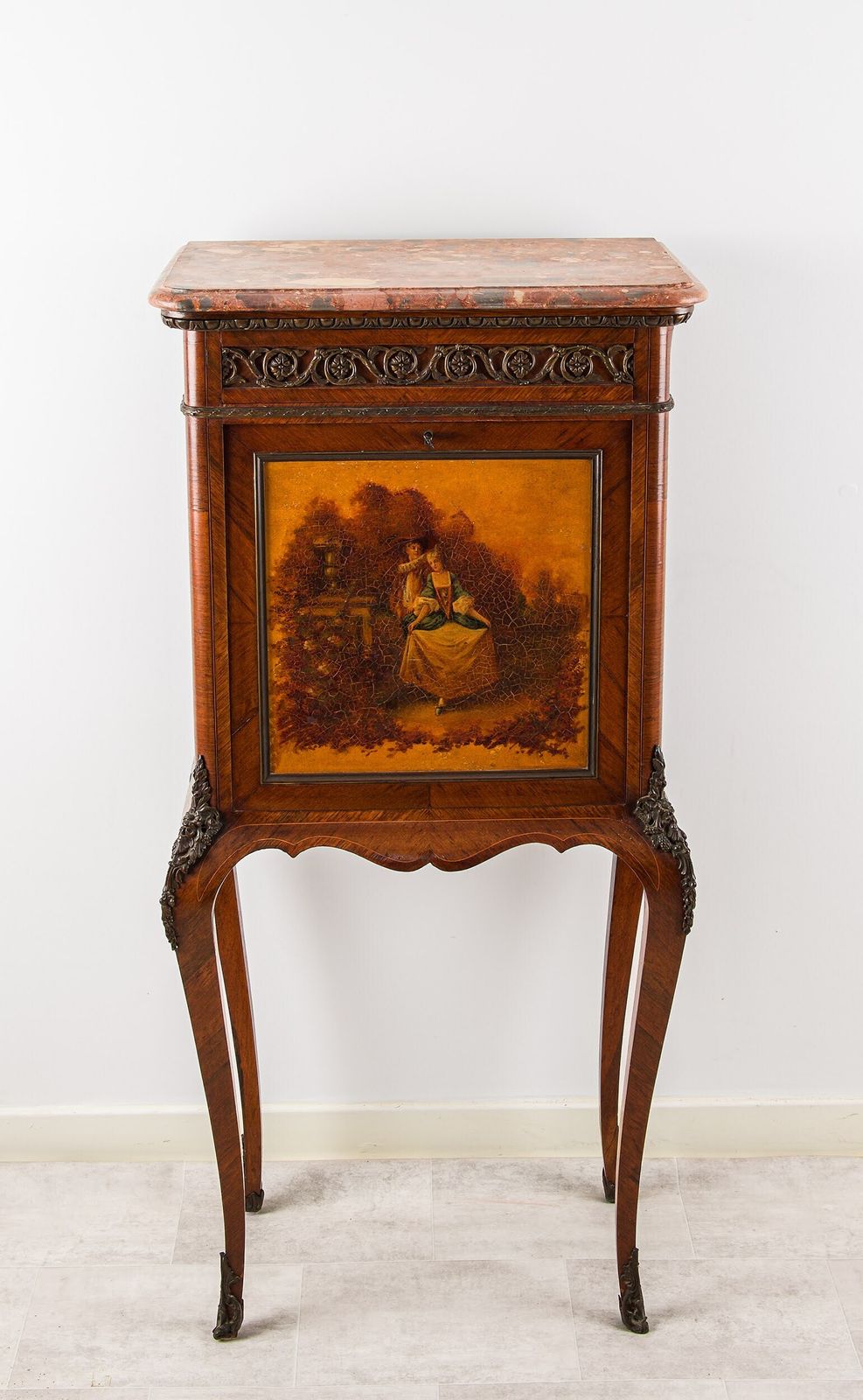 19th Century French Vernis Martin Secretaire With Marble Top & Hidden Drawer photo for sale