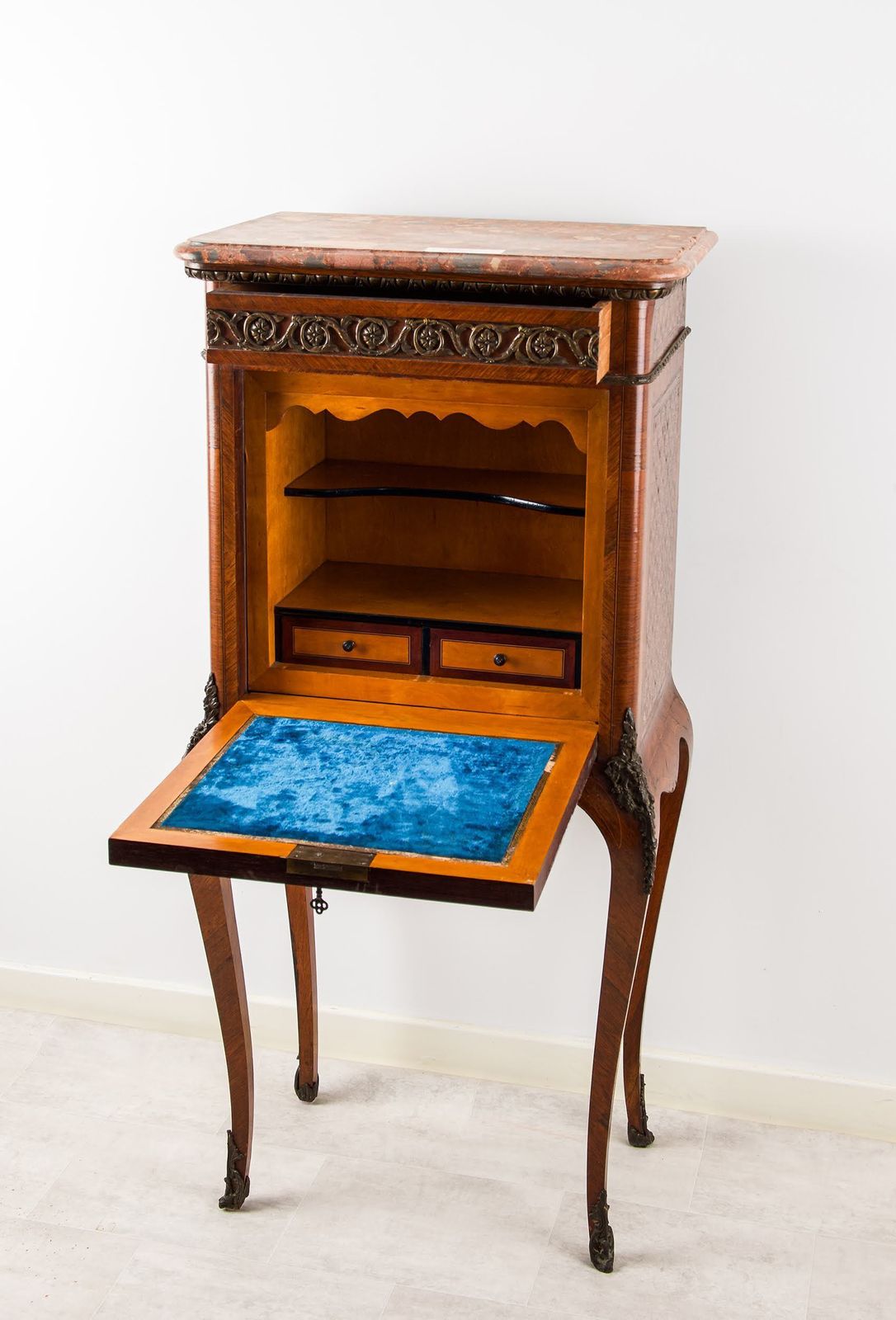 19th Century French Vernis Martin Secretaire With Marble Top & Hidden Drawer photo 1600.0