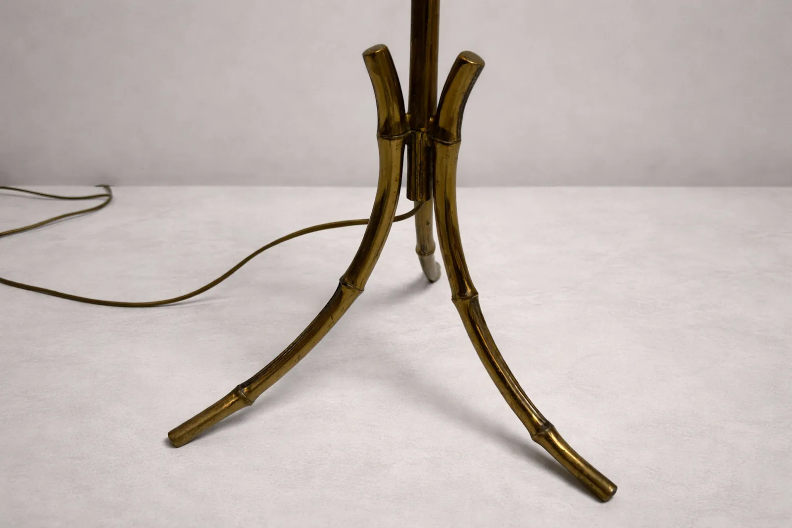 Mid Century Brass Faux Bamboo Floor Lamp photo for sale
