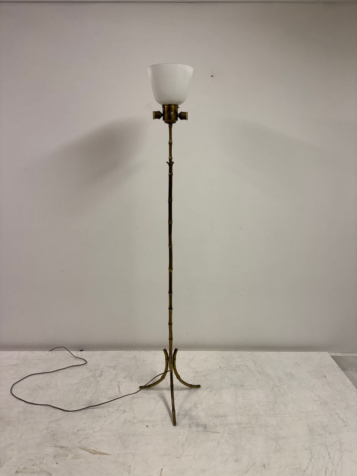 Mid Century Brass Faux Bamboo Floor Lamp photo vinterior