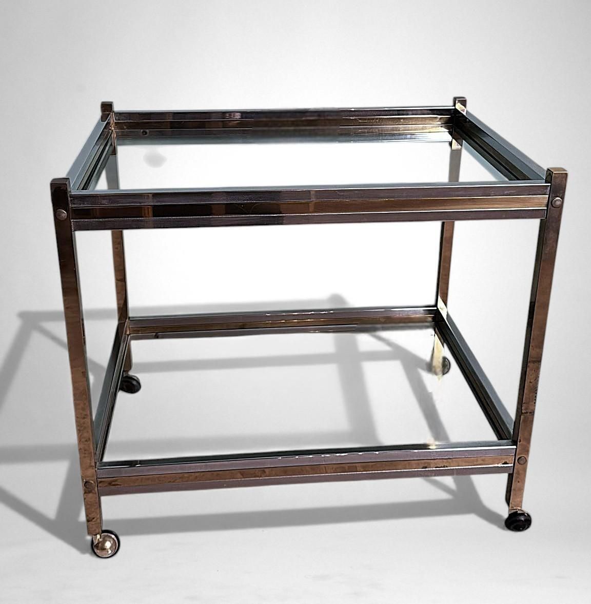 Romeo Rega Style Italian Brass And Steel Bar Cart photo 1638.0