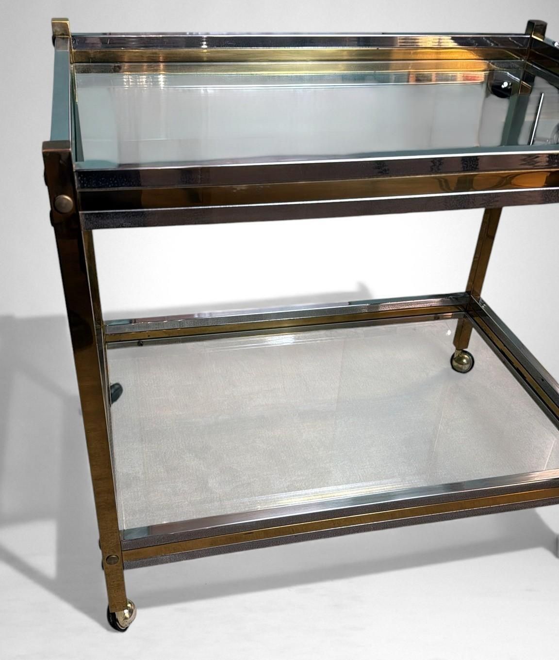 Romeo Rega Style Italian Brass And Steel Bar Cart photo buy