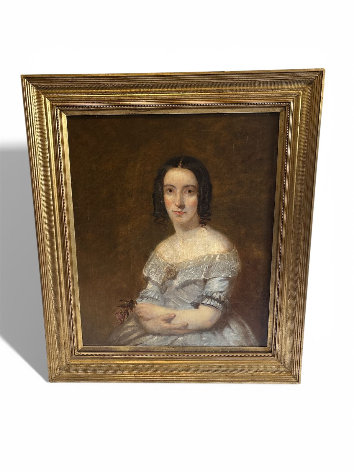 Portrait Of A Lady, Oil On Canvas In A Gilded Frame. Mid 19th Century
