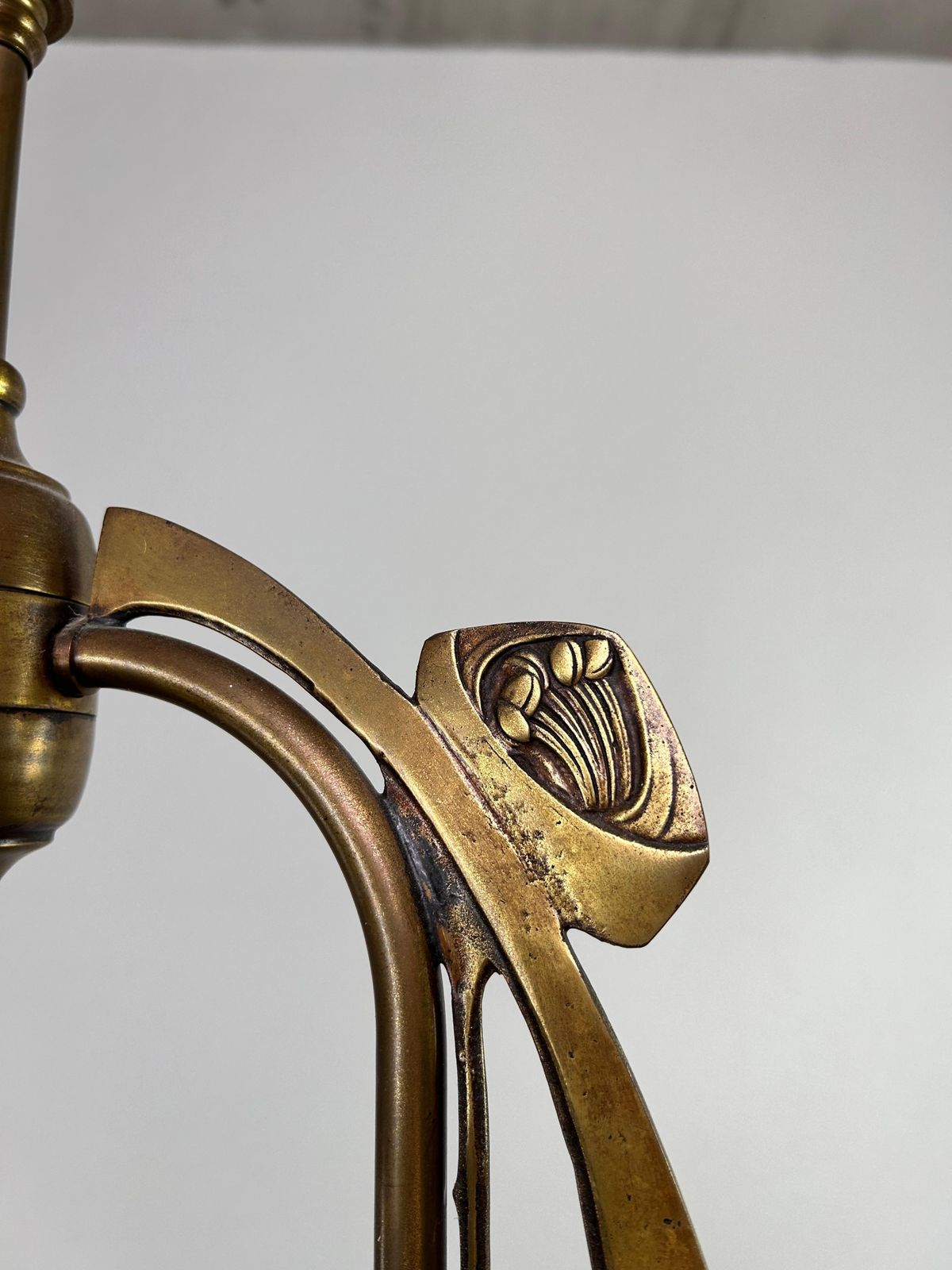 1771.0 Art Nouveau Three Arm Chandelier With Opal Iridescent Glass photo