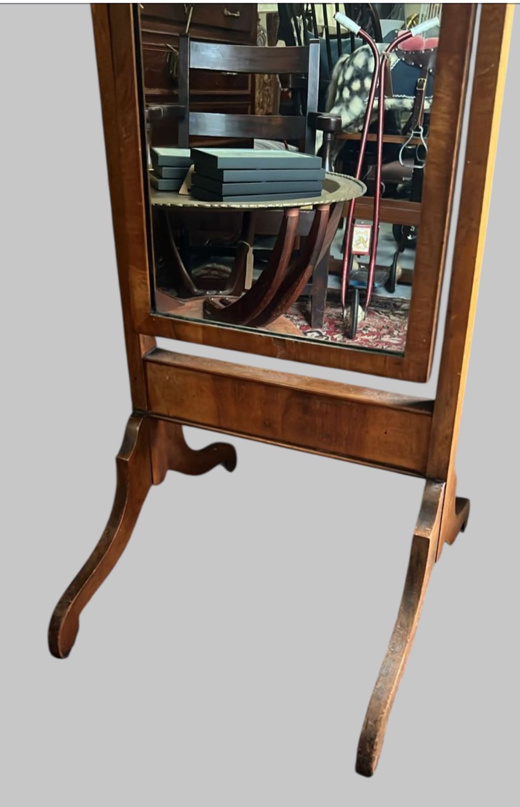 Early 19th Century Regency Walnut Cheval Mirror photo furniture
