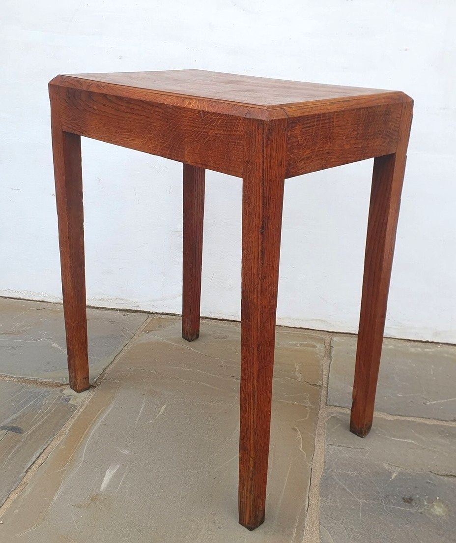 A Simple Oak Arts And Crafts / Art Deco Cotswold Style Side Table photo for sale