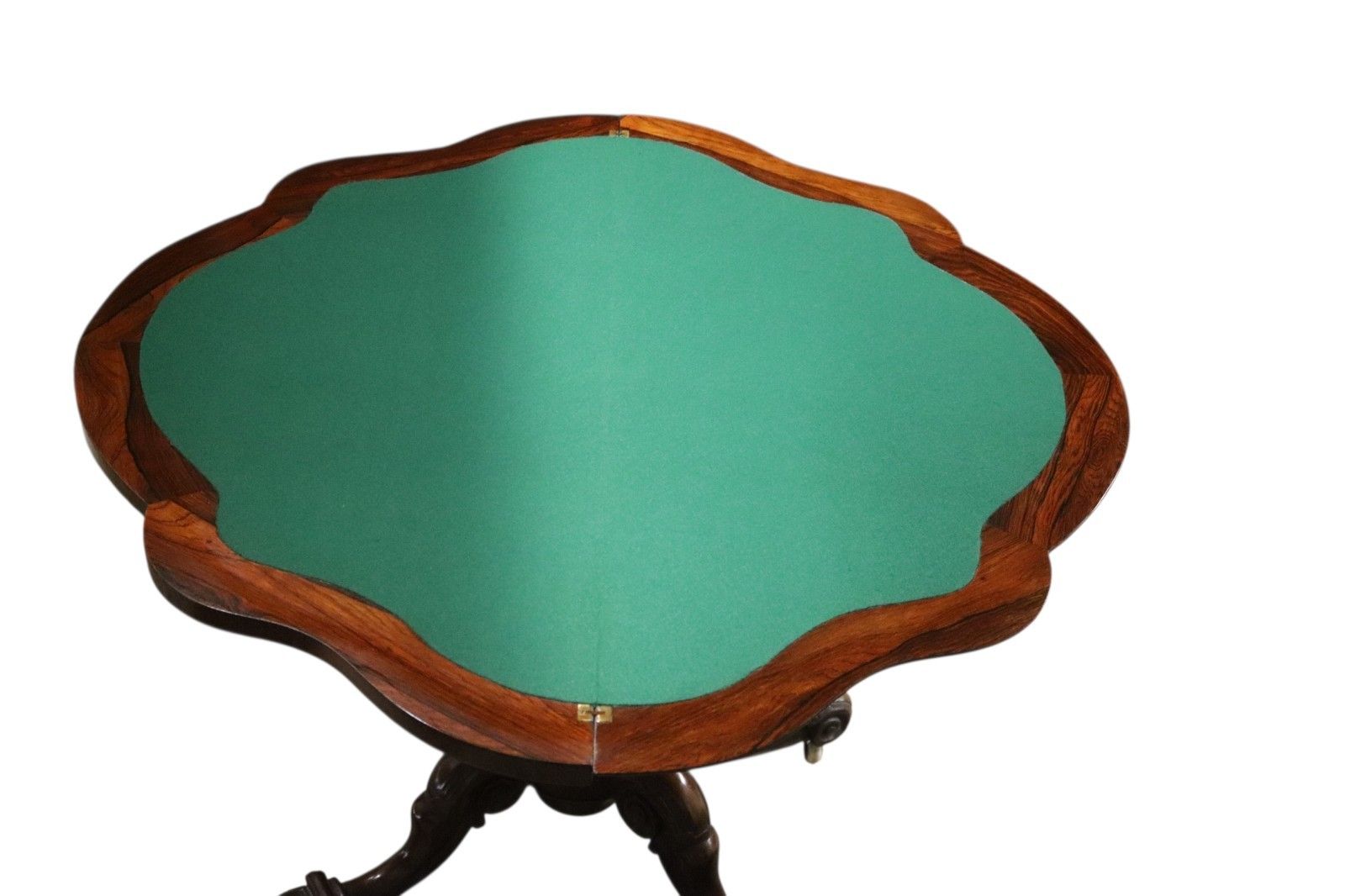 Victorian Antique Rosewood Card Table 19thc Fold Over Swivel Games Table photo for sale