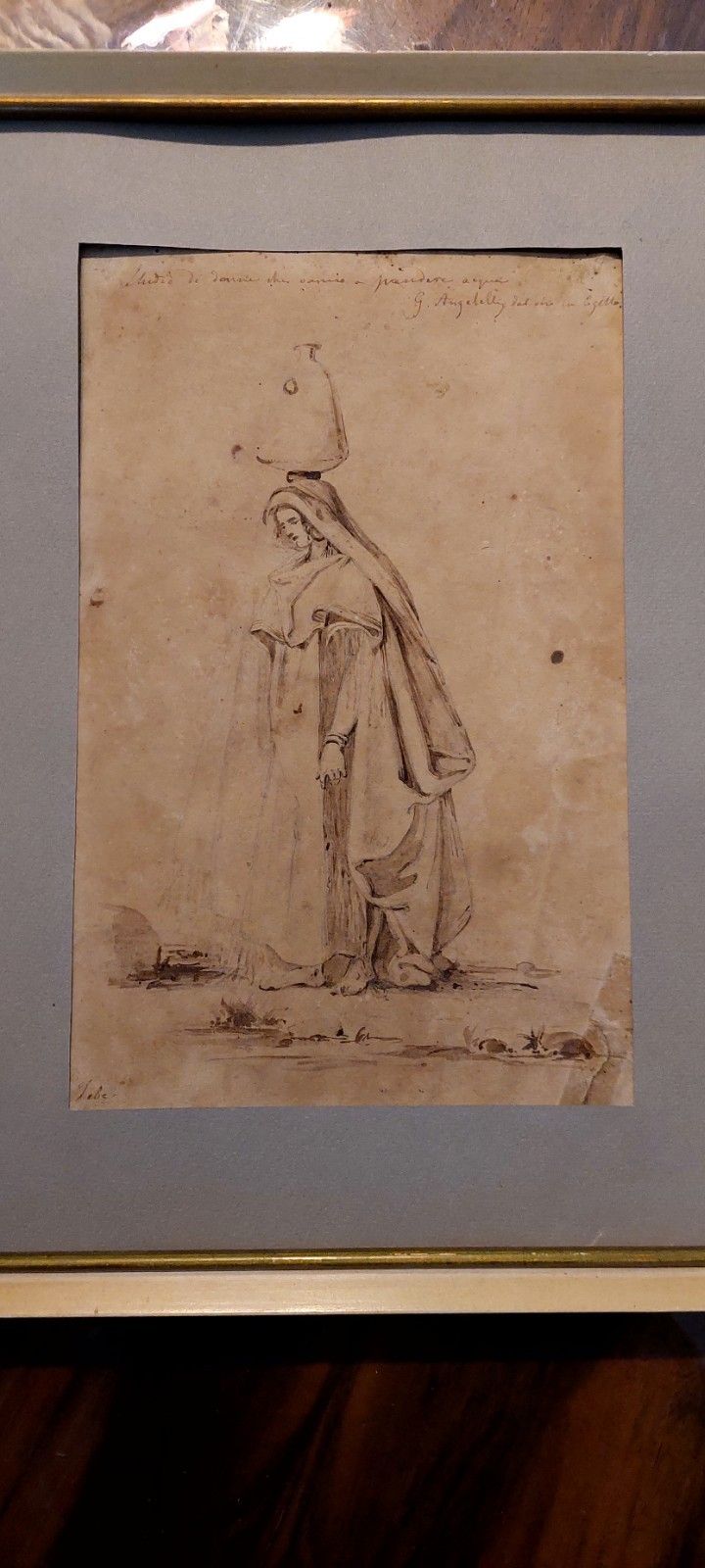 Giuseppe Angelelli 1803 1844. Pencil Drawing On Paper, Signed Sketch photo furniture