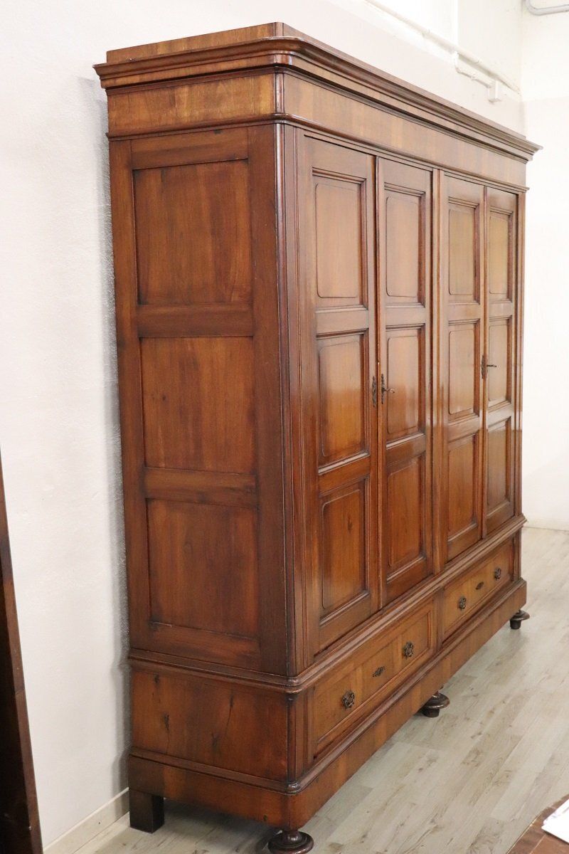 photo for sale Large Antique 19th Century 4 Door Wardrobe In Walnut