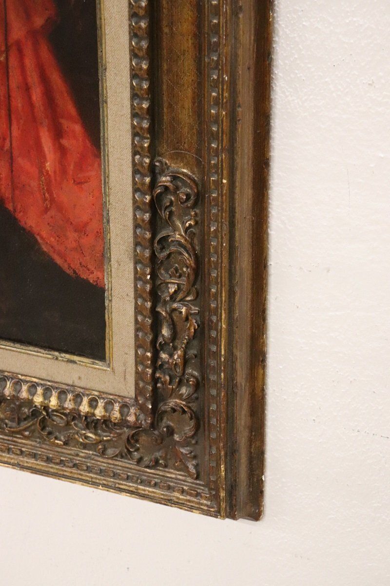 photo buy Italian School Artist, Young Woman Painter With Cardinal, Oil Painting On Cardboard, 19th Century, Framed