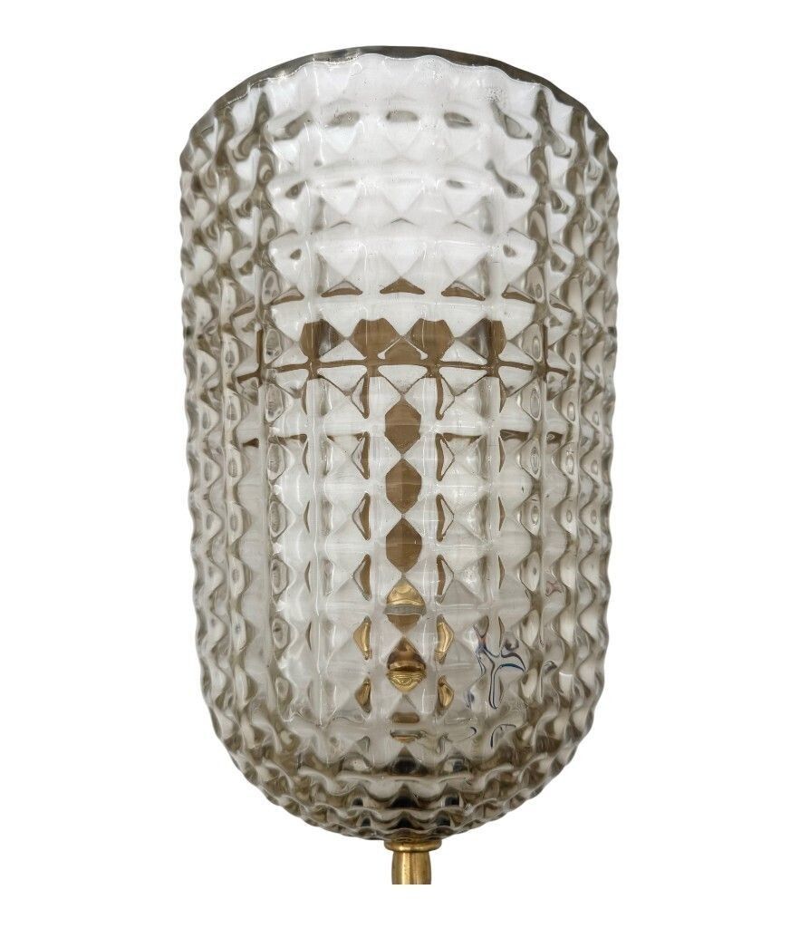 photo vintage A Pair Of Art Deco Style Smoked Murano Glass Wall Sconces With Black Glass Detail.