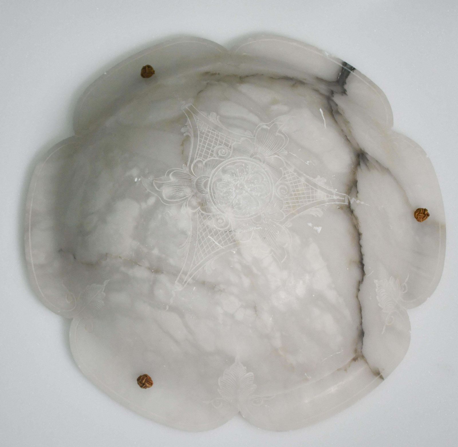 Great Design Extra Large Size Art Deco White Alabaster Chandelier, 1950s photo furniture