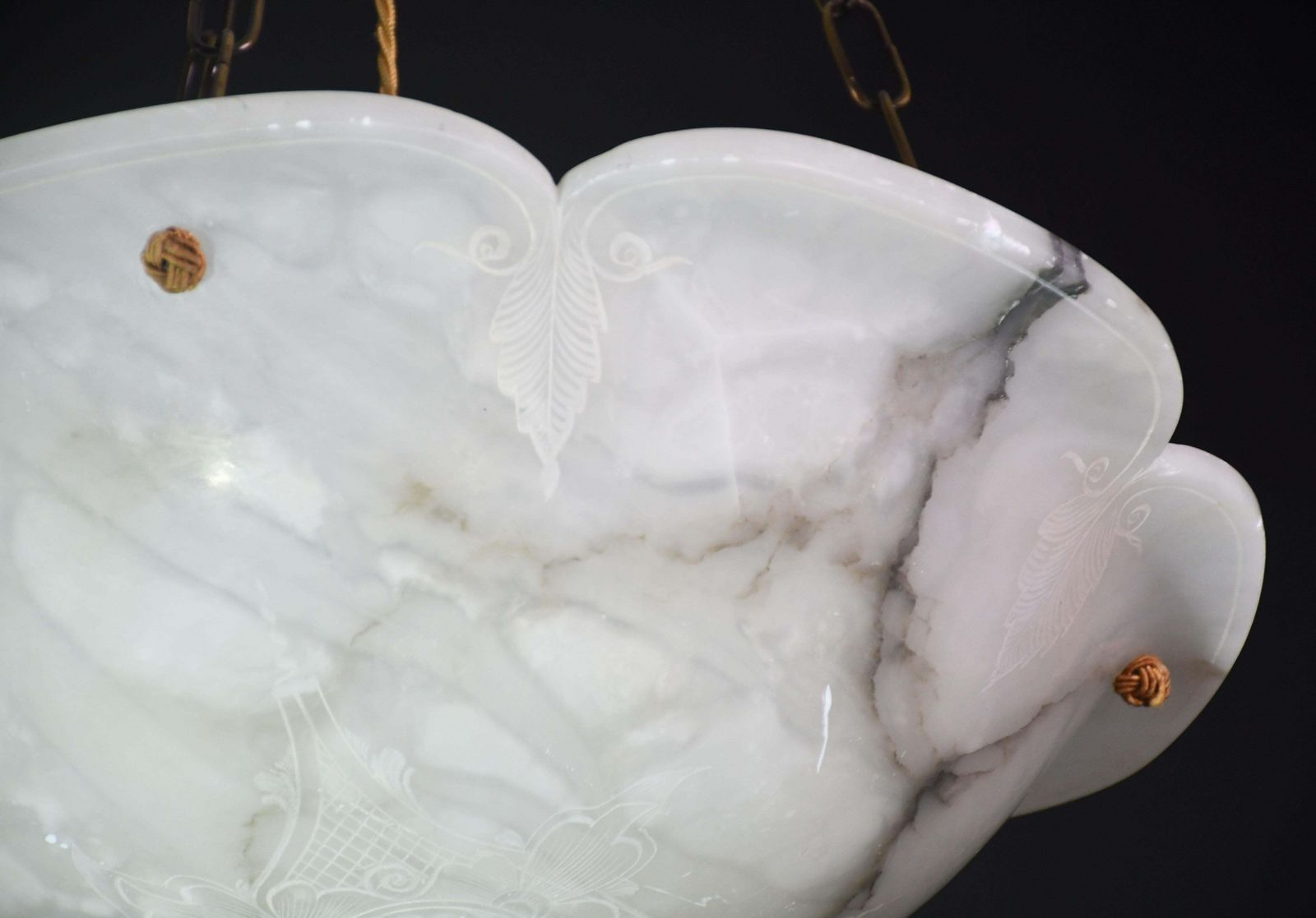 Lighting Great Design Extra Large Size Art Deco White Alabaster Chandelier, 1950s photo
