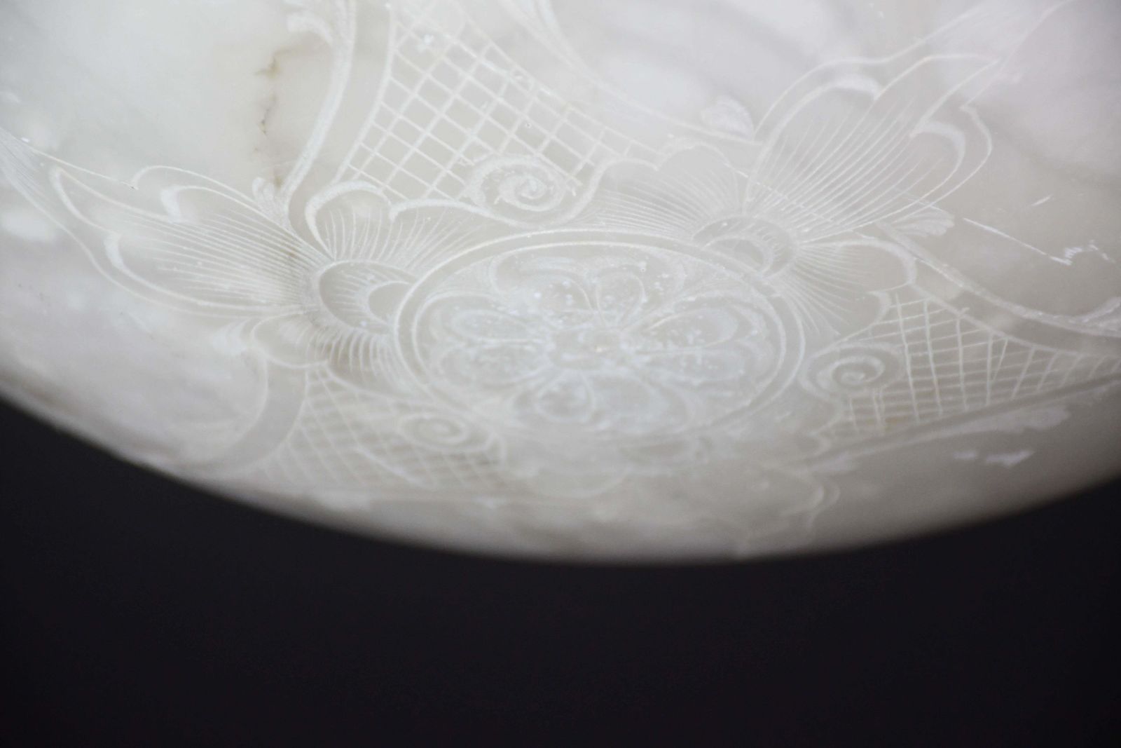 2657.0 Great Design Extra Large Size Art Deco White Alabaster Chandelier, 1950s photo