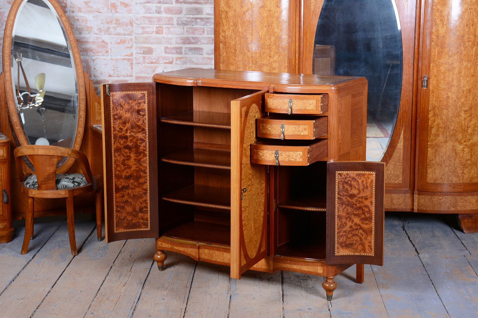 Restored Art Deco Unique Bedroom Suite, By Louis Majorelle, Fance, 1930s photo 6700.0