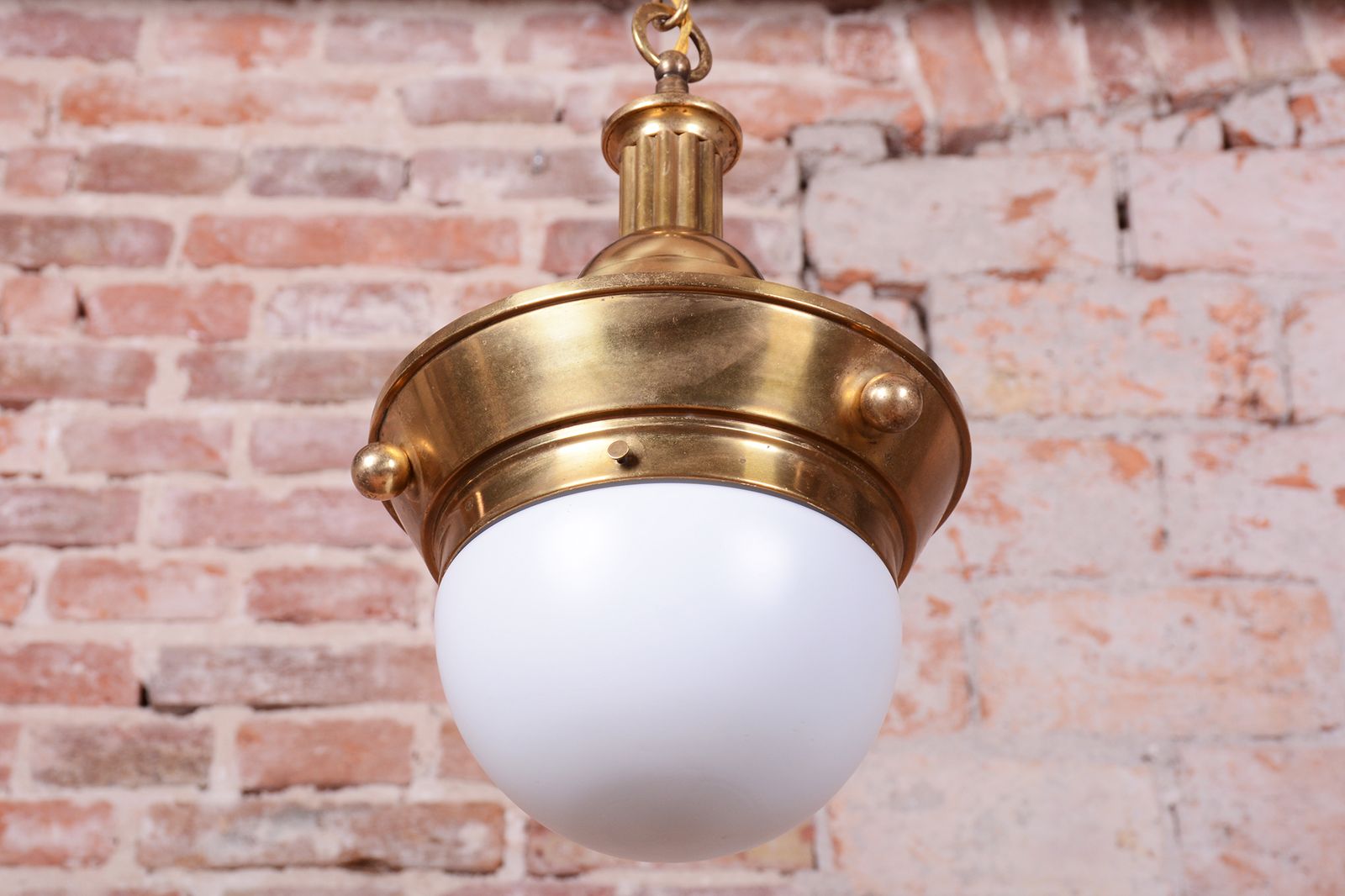 Restored Art Deco Chandelier, By P. Behrens, Brass, Milk Glass, Germany, 1910s photo buy