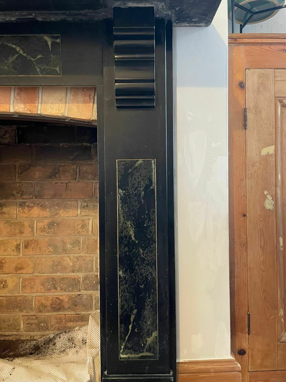 Edwardian Marbleised Slate Fire Surround With Corbels photo for sale