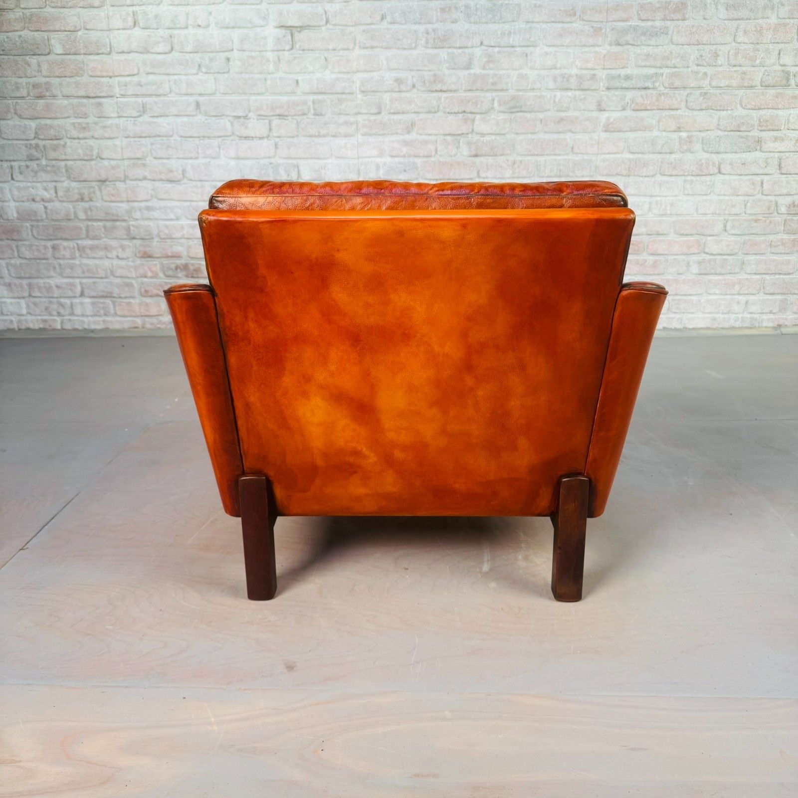 photo furniture Vintage Danish Cognac Leather Armchair – Curved Arms #A818