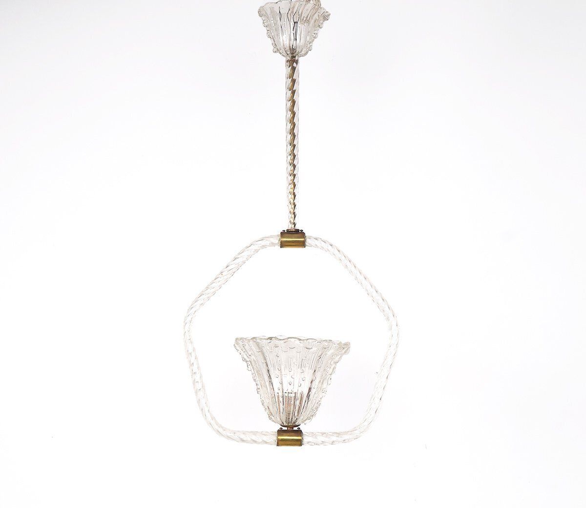 Vintage Murano Glass Pendant Lamp By Ercole Barovier For Barovier & Toso, 1940s