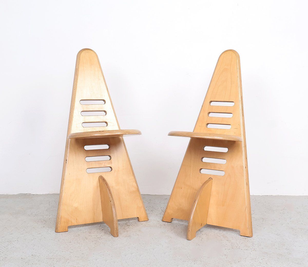 Lundi Sit Adjustable Wooden Chairs, 1980s, Set Of 2