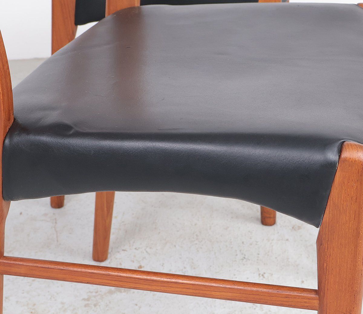 photo vinterior Teak And Leather Chairs By Arne Wahl Iversen For Glyngøre Stolefabrik, 1960s, Set Of 3