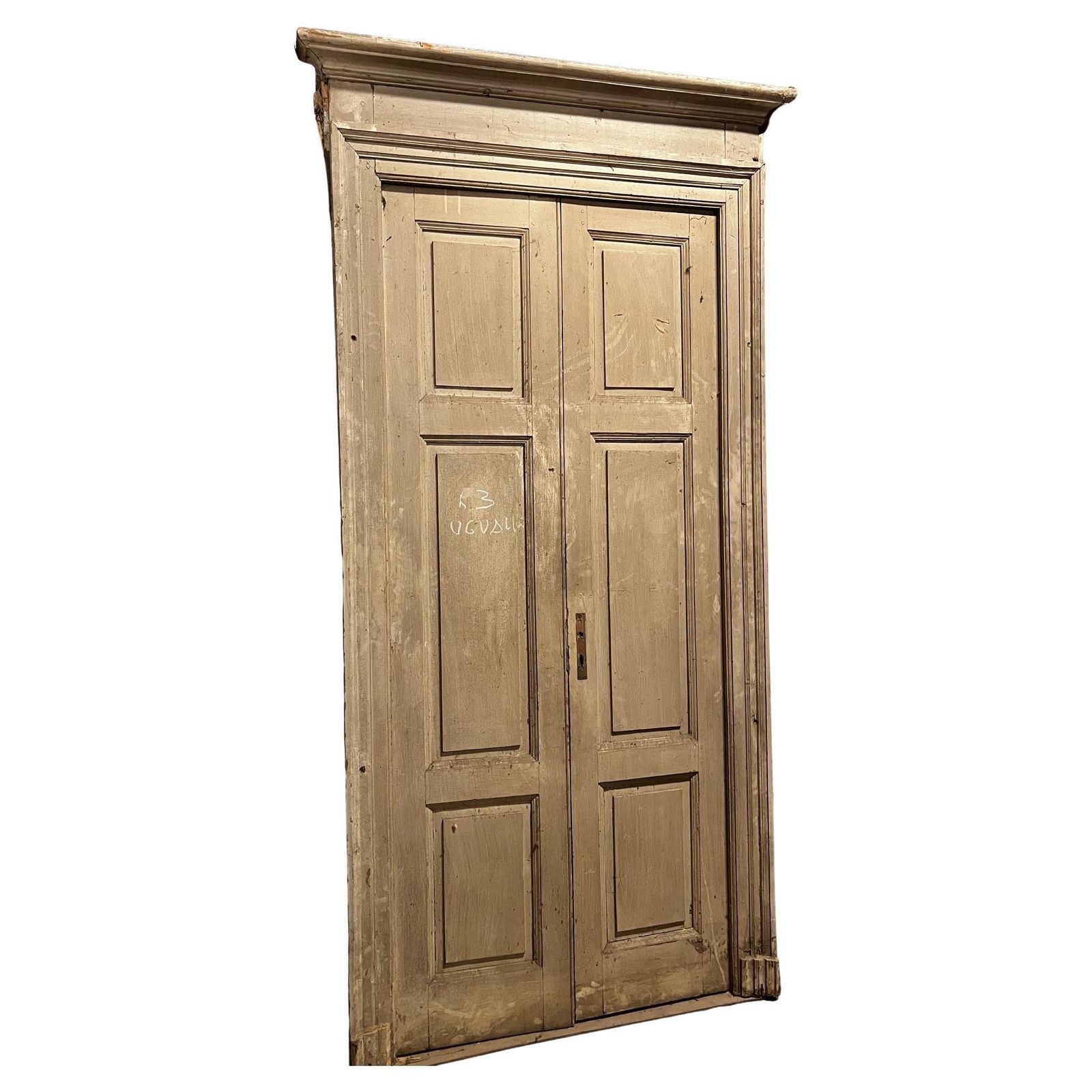 Set Di N. 3 Porte In Legno Laccato, Complete Di Telaio A Doppia Ala, Italia