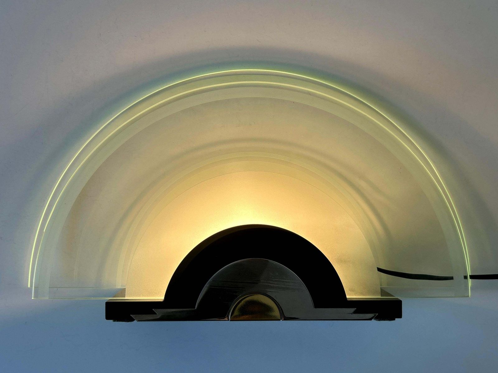 Rare Postmodern Table Lamp 'Rising Sun' By Metalarte Spain 1980s photo furniture