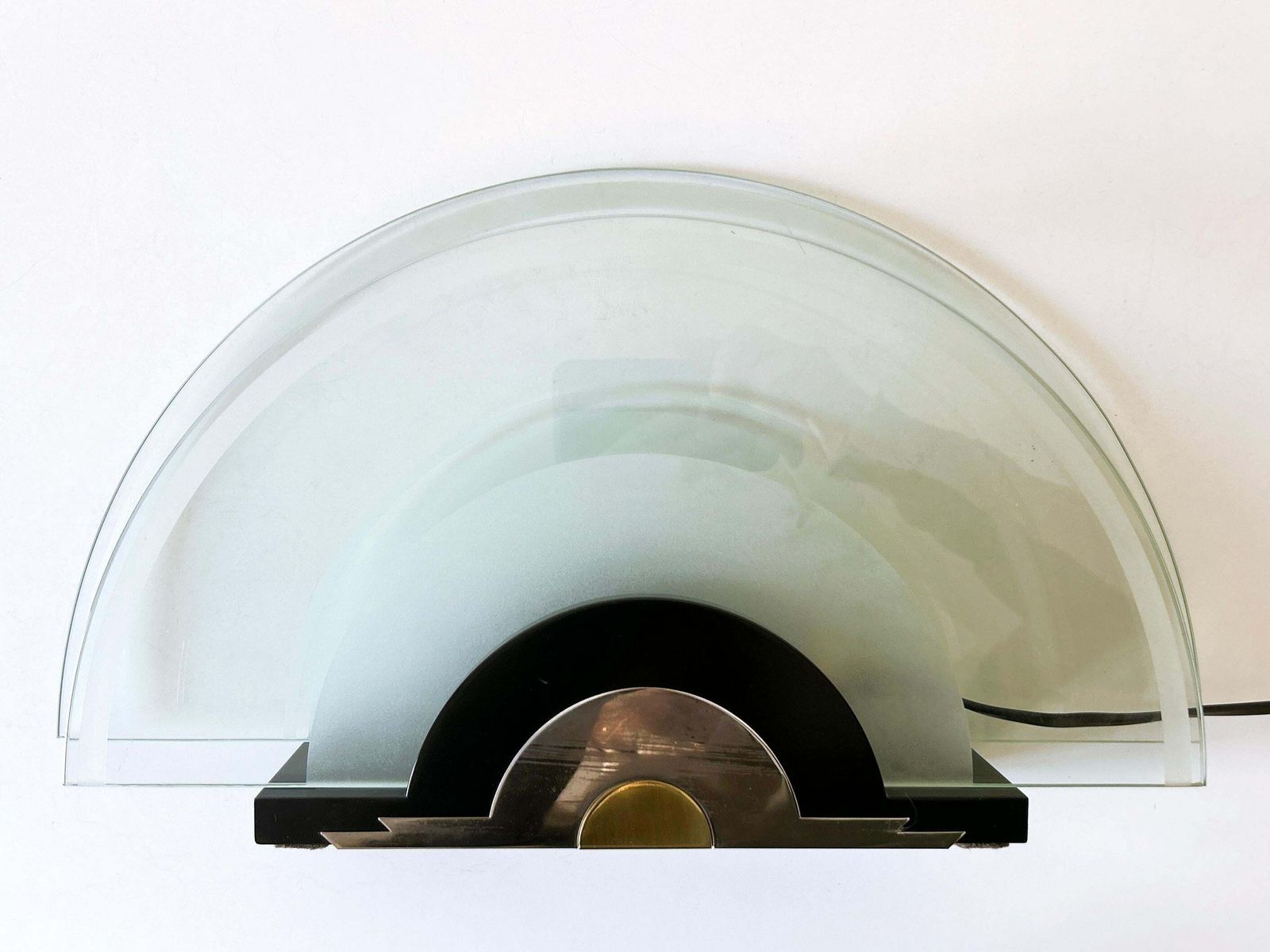 Rare Postmodern Table Lamp 'Rising Sun' By Metalarte Spain 1980s photo for sale