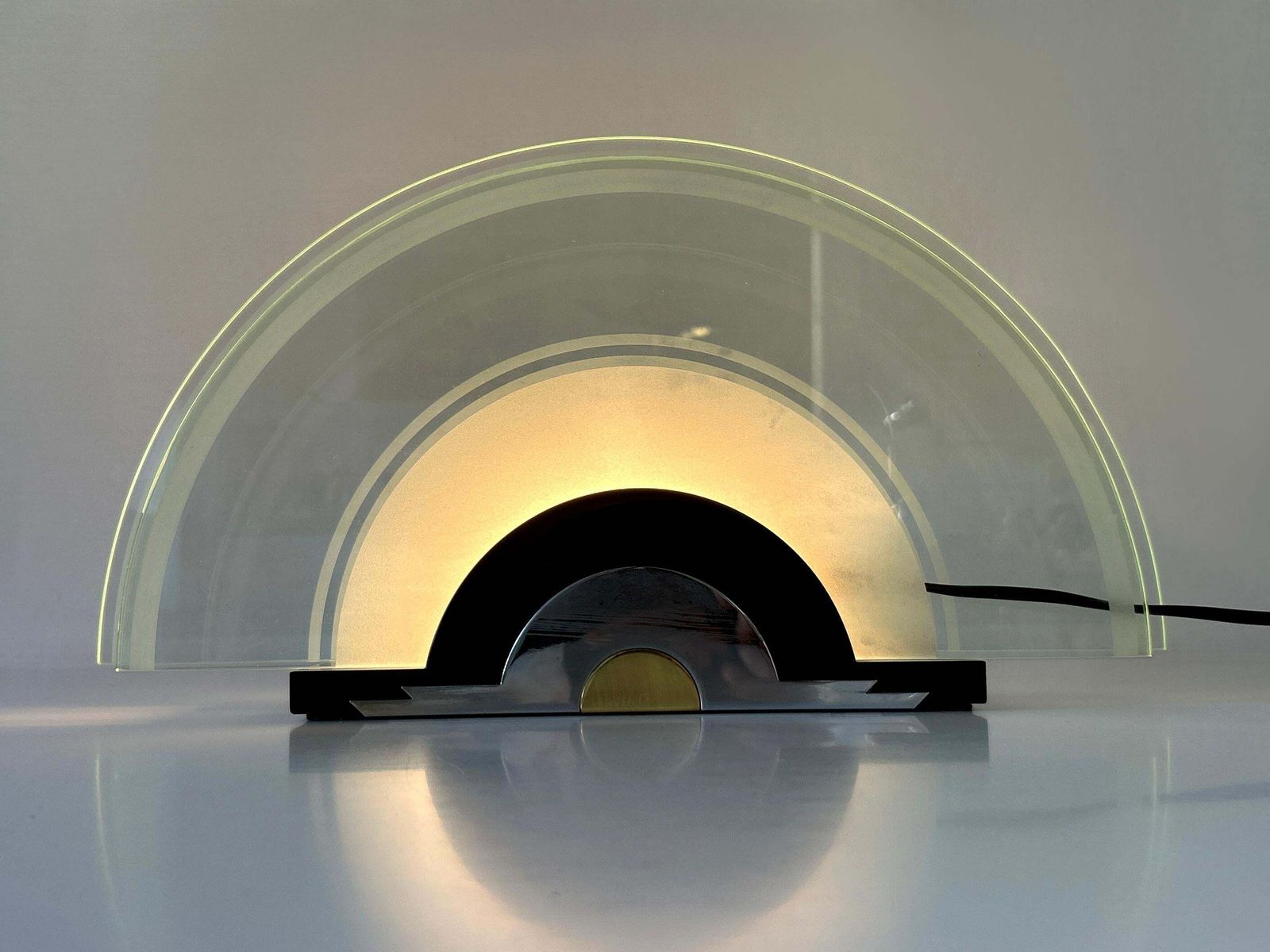photo buy Rare Postmodern Table Lamp 'Rising Sun' By Metalarte Spain 1980s
